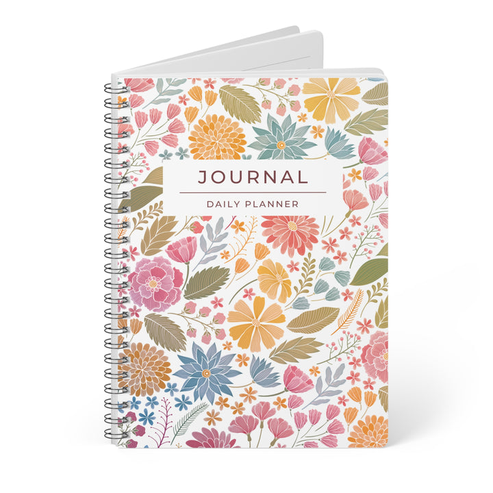 A5 Wirobound Softcover Journal with Floral Print - Back to School, Journals, Notebooks