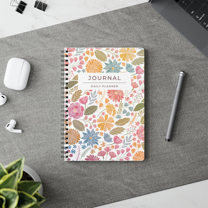 A5 Wirobound Softcover Journal with Floral Print - Back to School, Journals, Notebooks