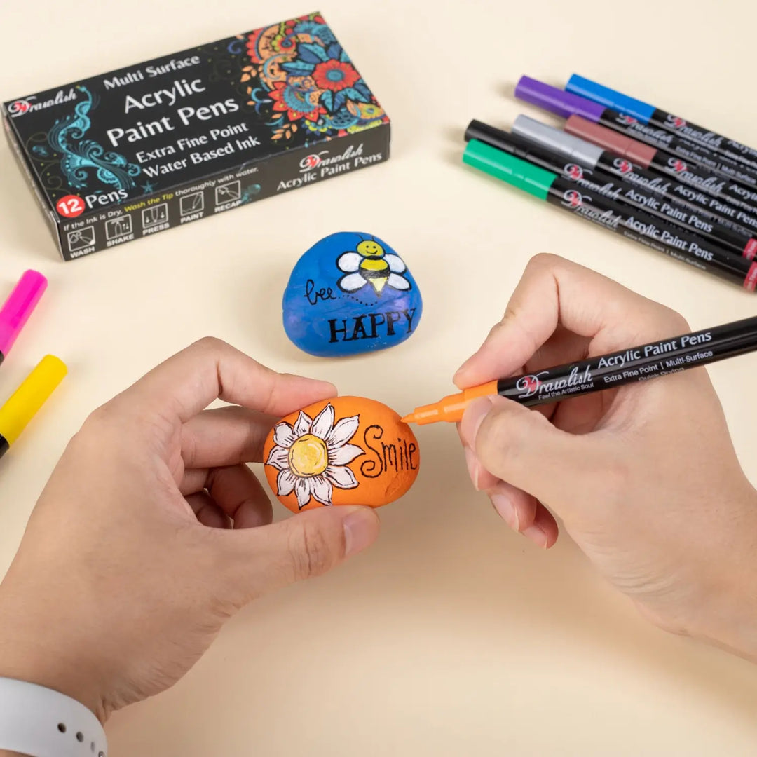 Extra Fine Tip Acrylic Painter Pens Set of 12 Paint Markers - Paint Pens, paint pens kids, acrylic paint pen