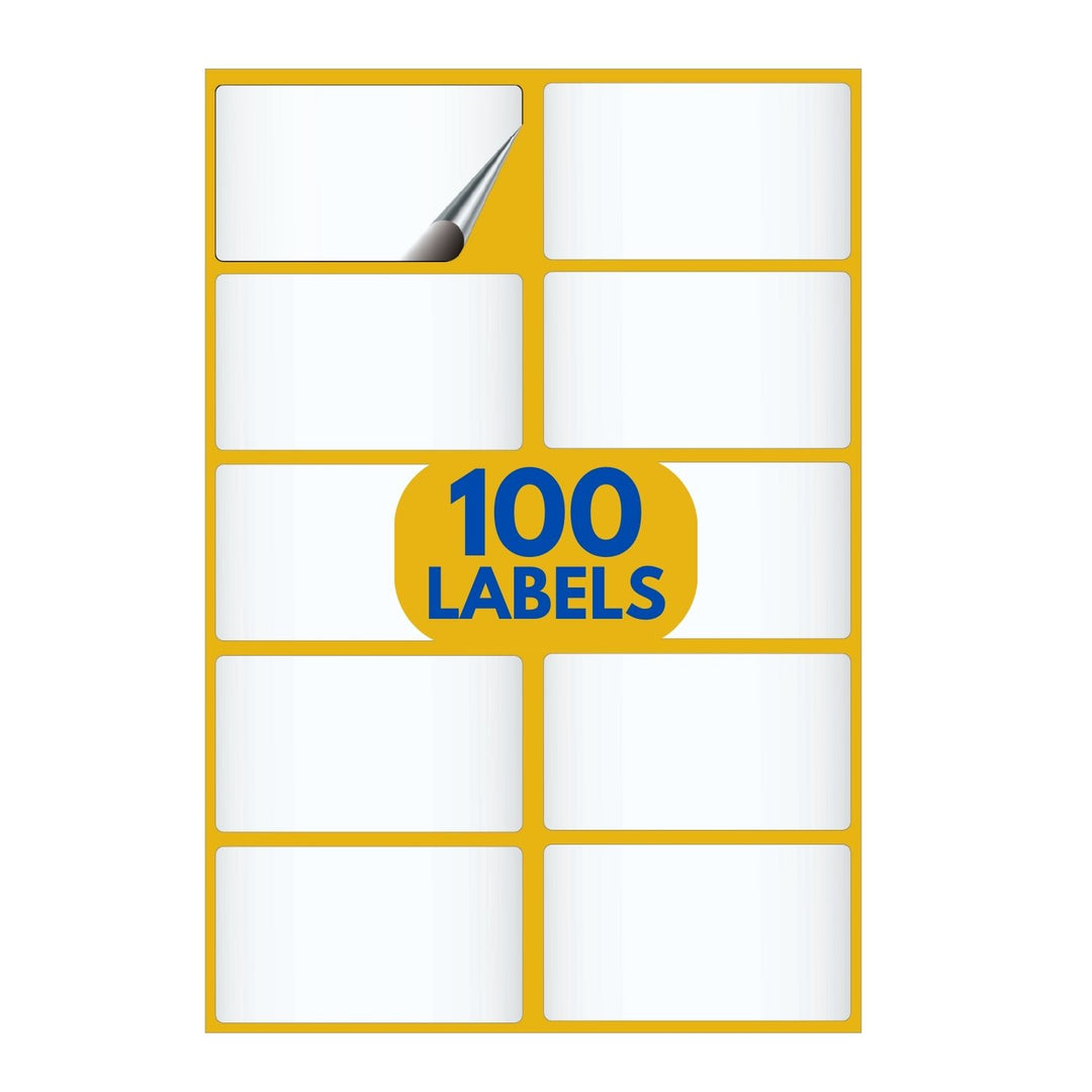 Drawlish White Address Sticky Labels Pack of 100 - Glossy Name Labels - namelabels, stickers printing, sticker labels