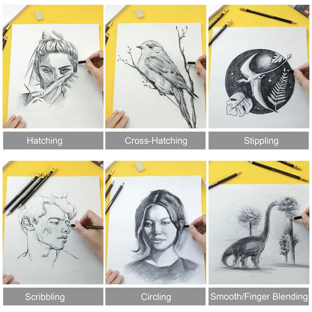 Drawing Pencils for Artists Set of 8 - B, 2B, 4B, 6B, 8B, HB, 2H, 4H - sketch pencil, artist pencil, graphite pencils