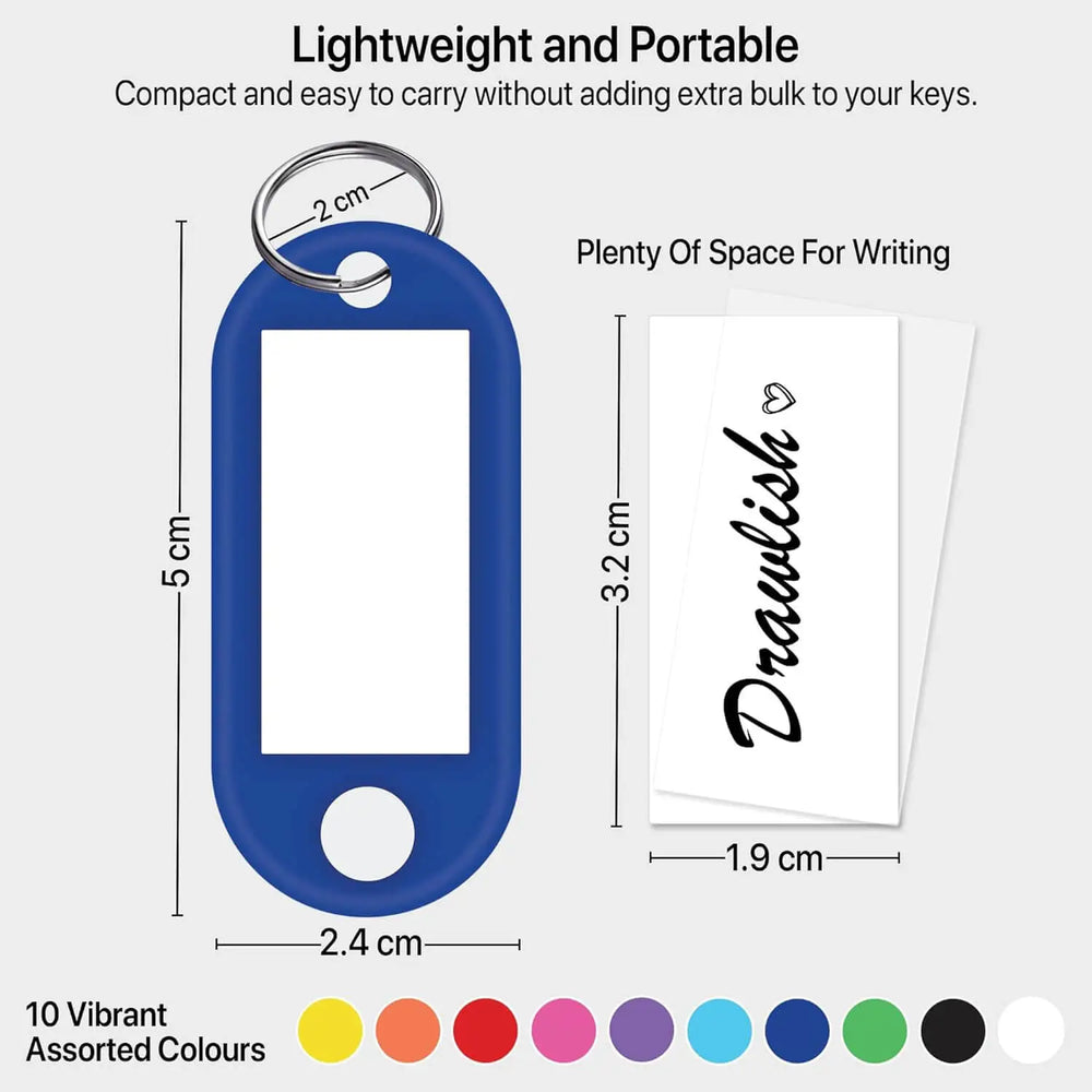 Key Tags With Labels - Pack of 35 Durable Key Fobs with Split Keyrings - key tags with labels heavy duty, plastic key tags, key fobs
