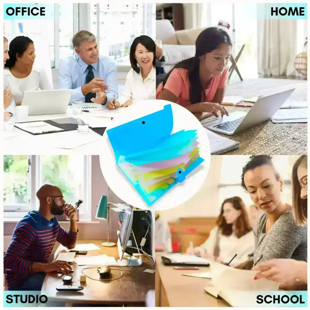 A4 Document Folder - 10 Poly Pockets of Expandable File Organiser - office folder, organiser file, folder for papers