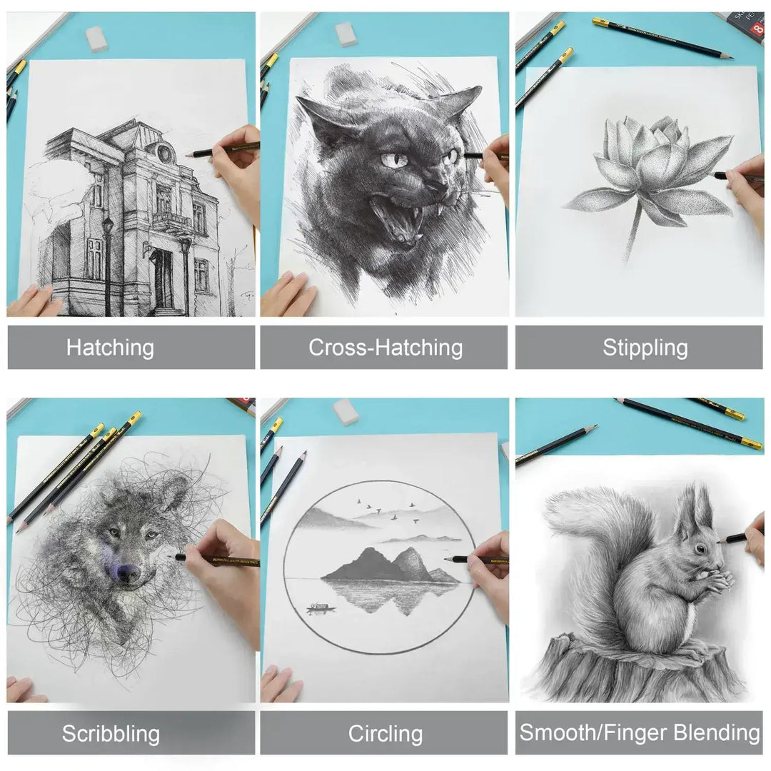 Sketch Pencils For Drawing Set of 8 - 2B 12B 10B 5B 3B HB H 6H Arts Pencils - sketch pencil, artist pencil, graphite pencils