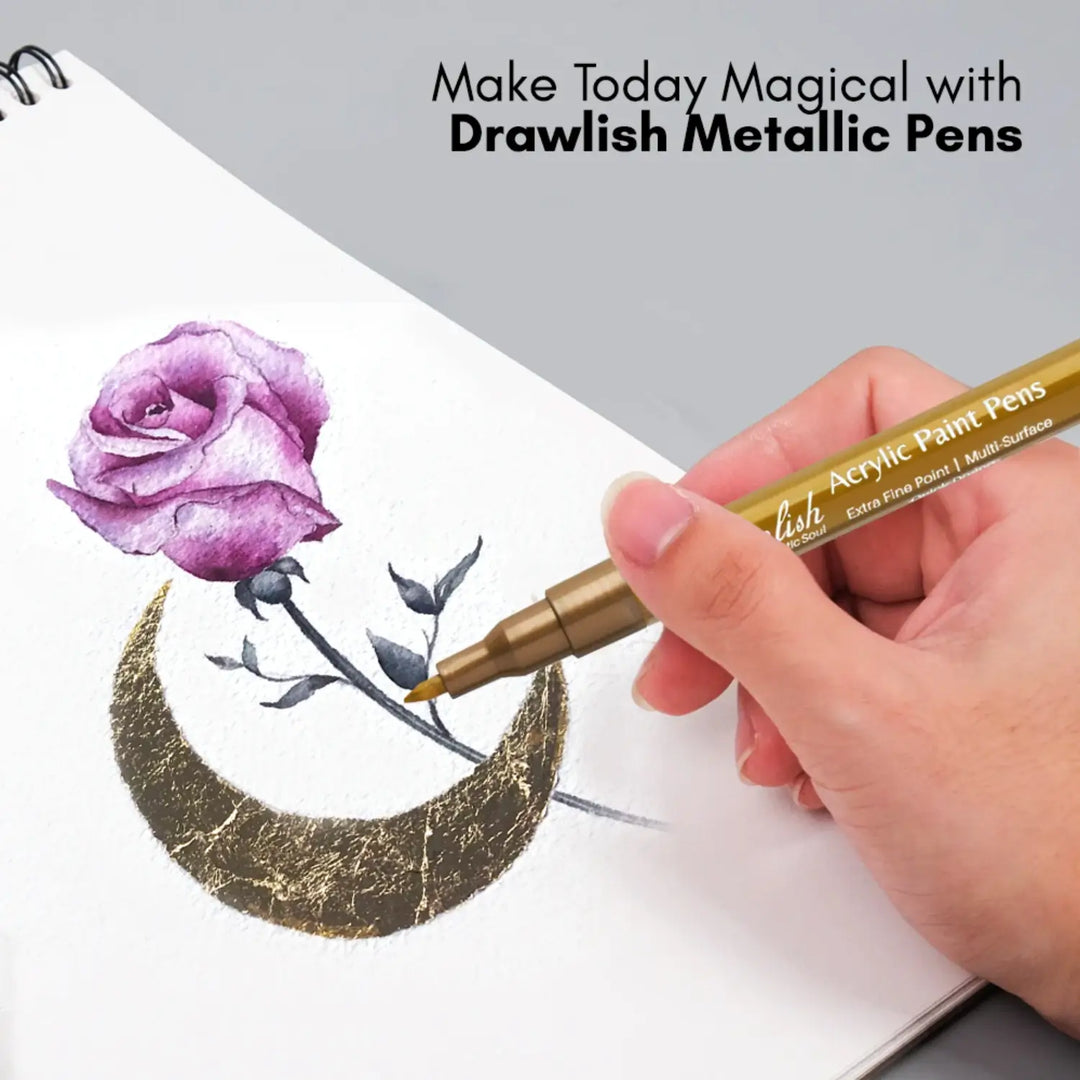 2 Gold Paint Markers & 2 Silver Paint Pens - Set of 4 Acrylic Pens - metallic gold paint pen, painters marker, opaque markers