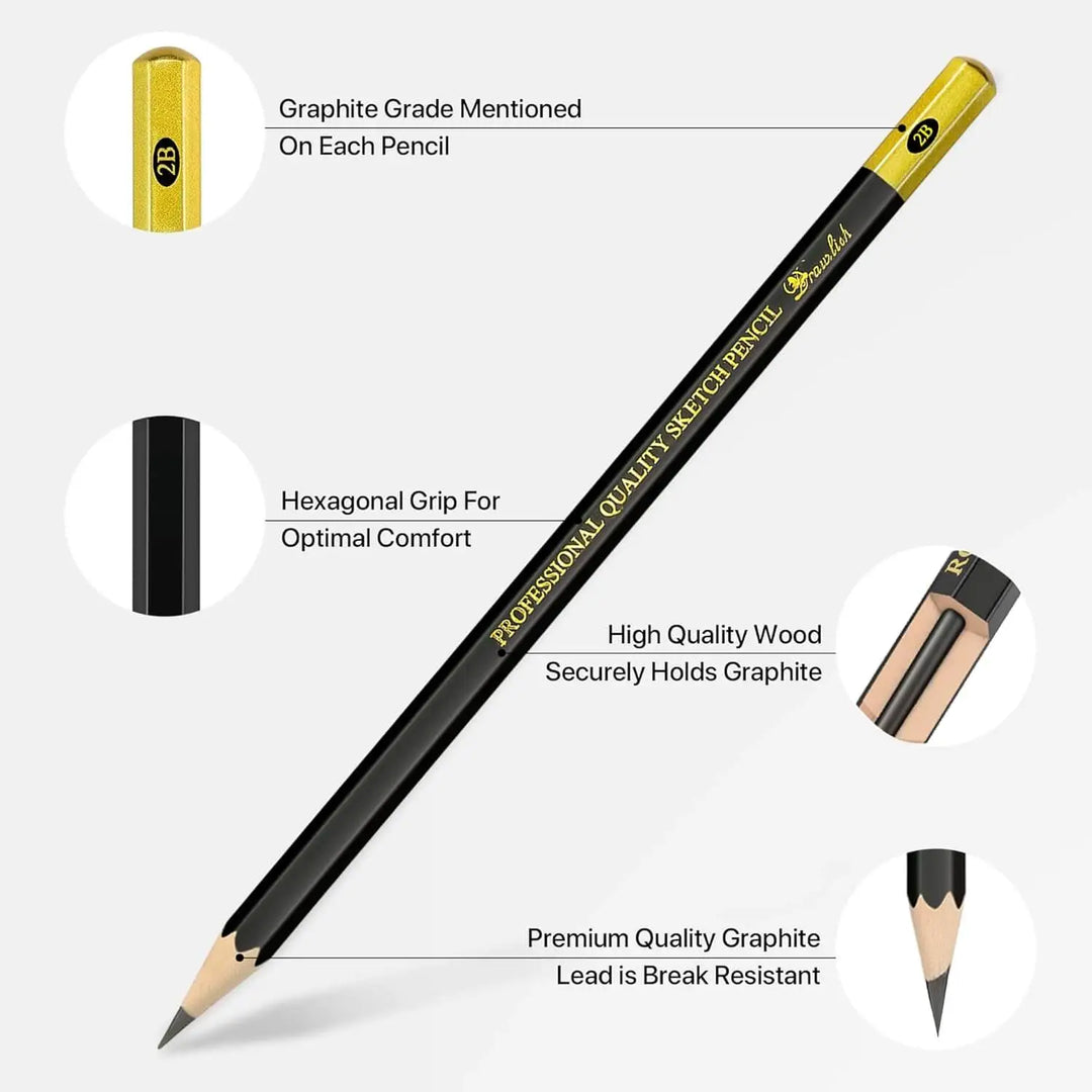 Drawing Set for Adults – 24-Piece Artist Pencil Set for Artists & Professionals - sketch pencil, artist pencil, graphite pencils