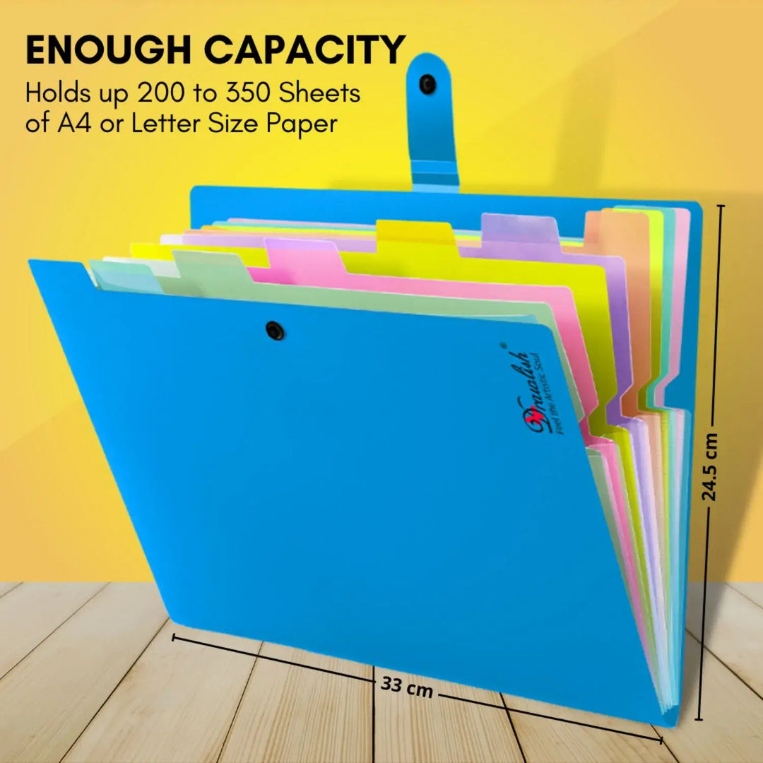 A4 Document Folder - 10 Poly Pockets of Expandable File Organiser - office folder, organiser file, folder for papers