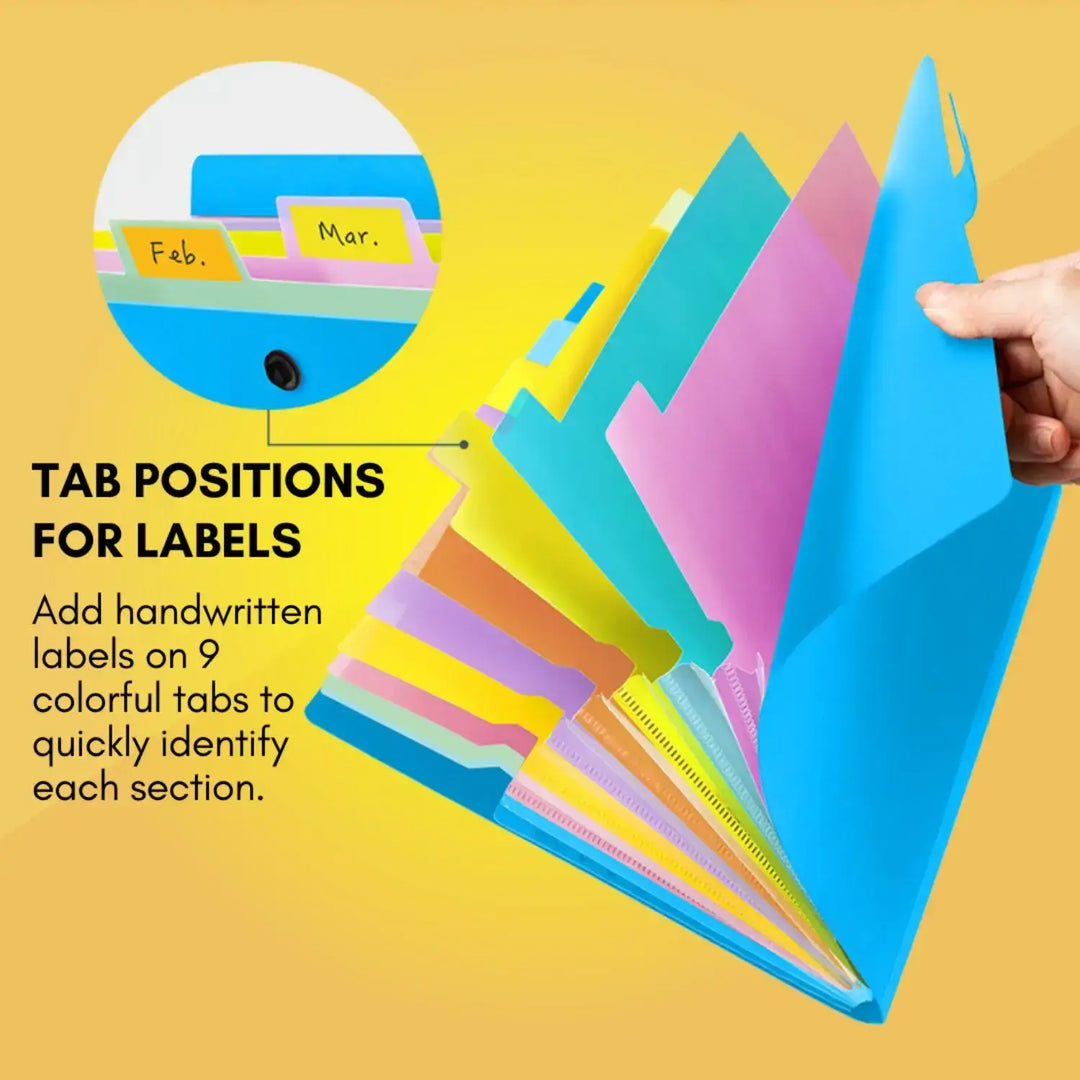 A4 Document Folder - 10 Poly Pockets of Expandable File Organiser - office folder, organiser file, folder for papers