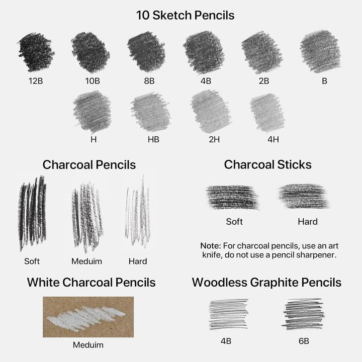 Drawing Set for Adults – 24-Piece Artist Pencil Set for Artists & Professionals - sketch pencil, artist pencil, graphite pencils