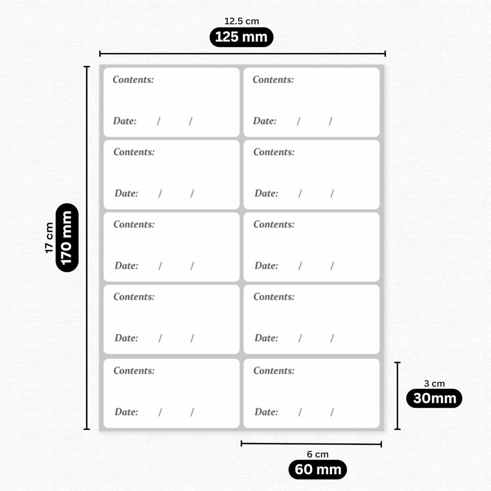 Freezer Labels Stickers - 300 White Sticky Labels (6x3 cm) - labels, sticker labels, sticky labels