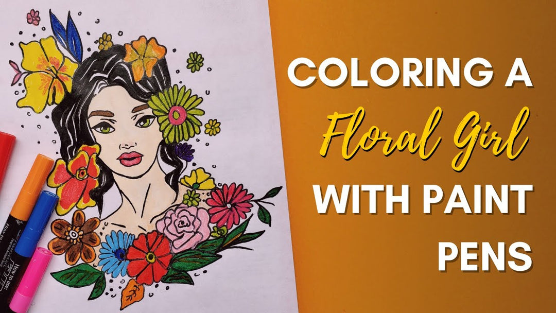 How To Paint Floral Girl With Acrylic Paint Pens