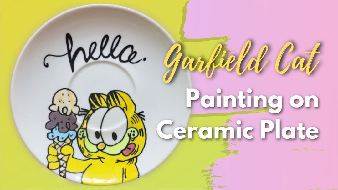 How To Paint Garfield Cat On Ceramic Plate With Acrylic Pens