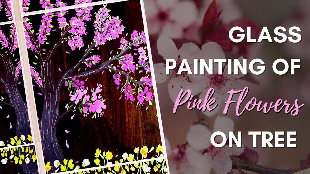 How To Paint Glass Painting Of Pink Flowers On Tree