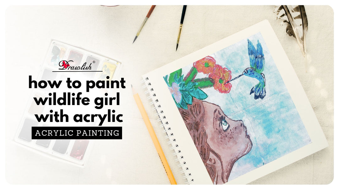 How To Paint Wildlife Girl On Cardboard With Acrylic Paints