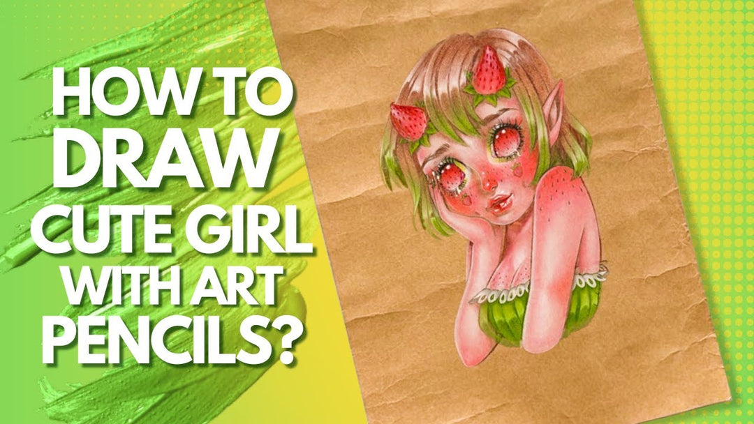 How to Draw Cartoon Strawberry Girl with Coloring Pencils