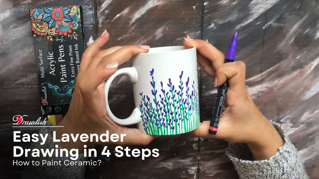 Easy Lavender Drawing with 4 Steps: How to Paint Ceramic