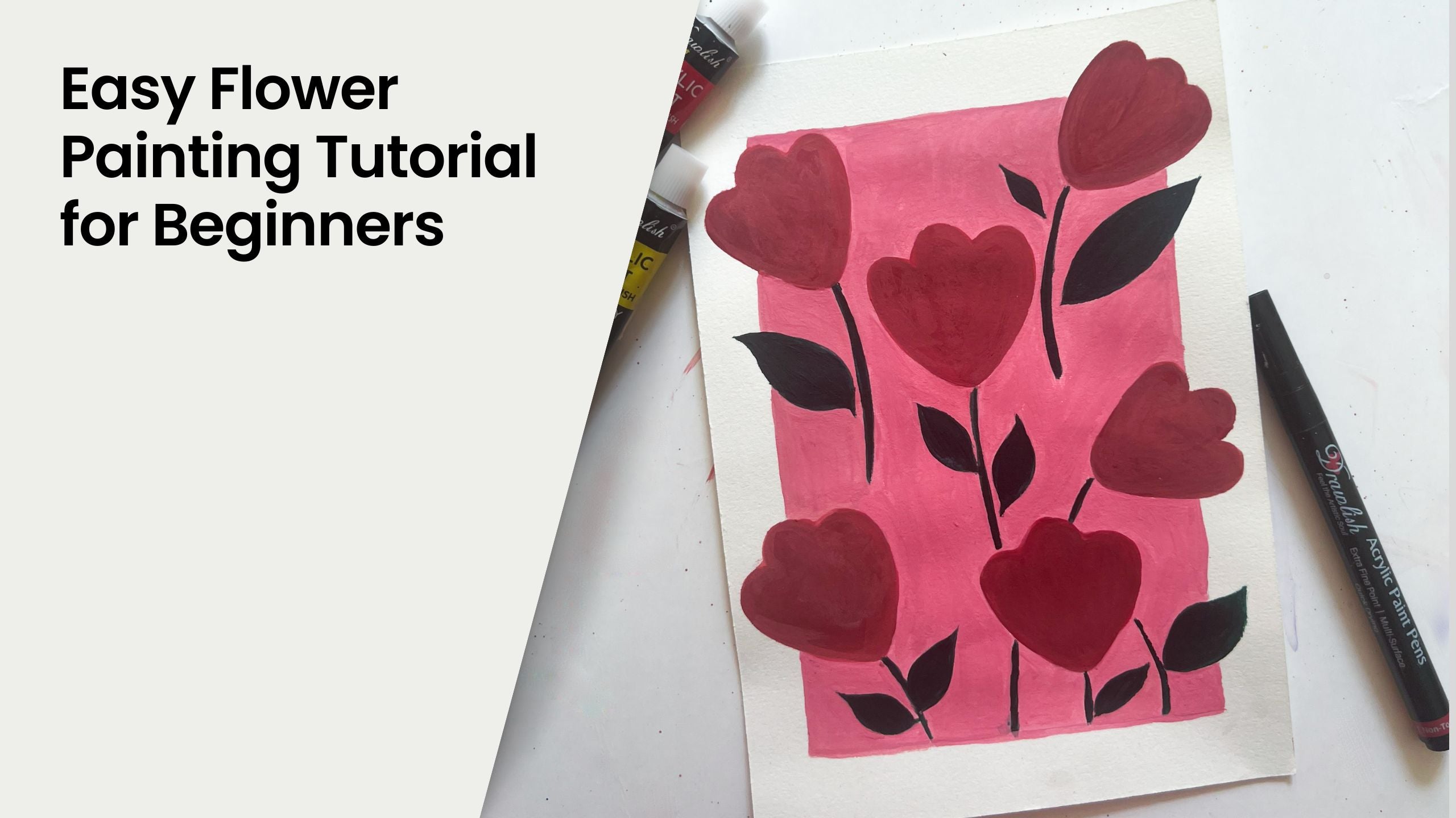 Easy Flower Painting Tutorial for Beginners – Drawlish