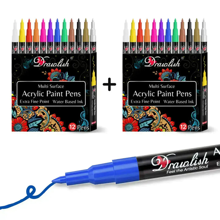 Drawlish Acrylic Paint Marker Pens Pack of 24 Bundle 