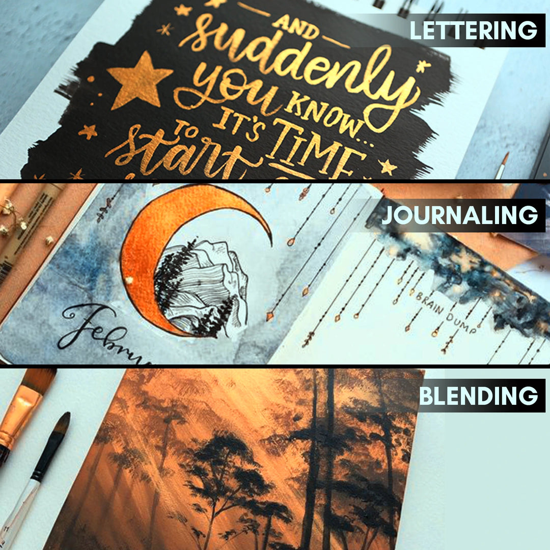 drawlish golden and silver marker pens for lettering, blending and journaling